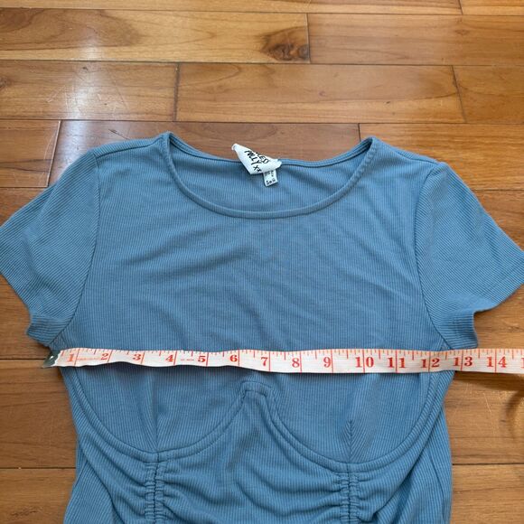 Women Princess Polly Stormi Crew Neck Ruched Crop Top in Blue Gray Size 8 - Picture 5 of 8